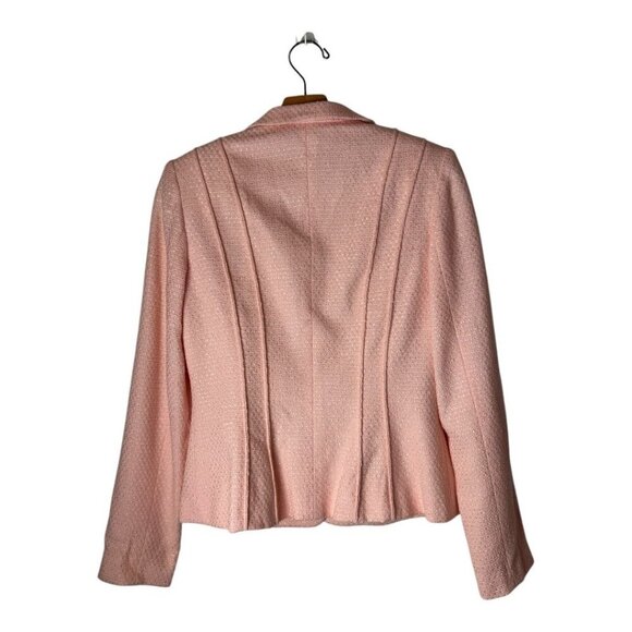 Saks Fifth Avenue Coat Women 6 Pink Tweed Collared Button Front Blazer Retro - Picture 2 of 8